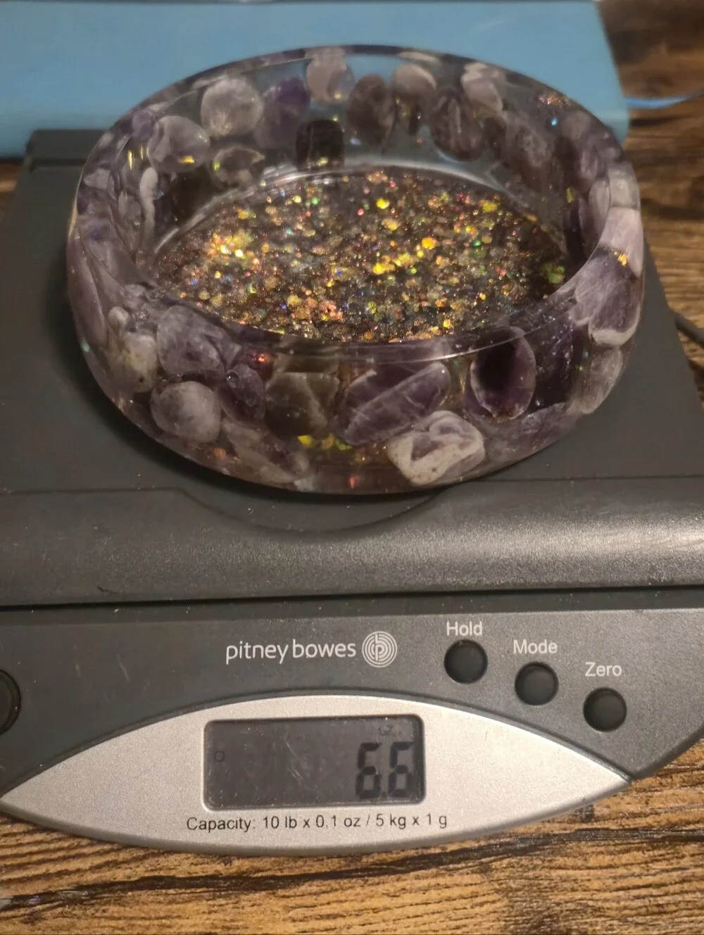 Earth Art hand crafted artisan Amethyst Purple Resin Accent Bowl
